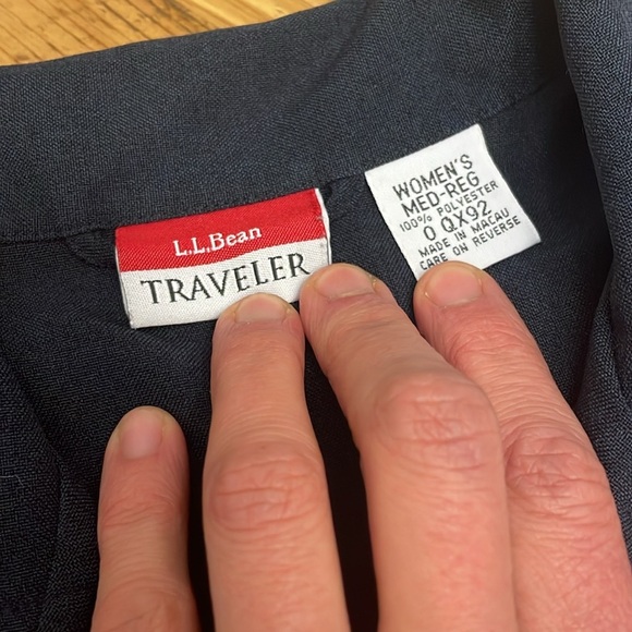 LL Bean traveler button front dress medium navy blue - Picture 2 of 12